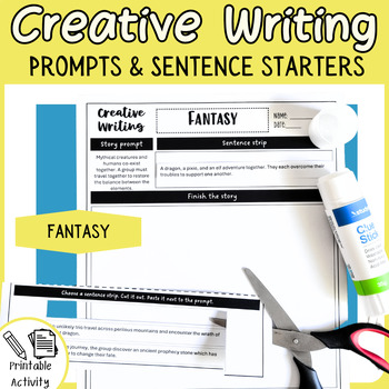 Preview of FANTASY CREATIVE WRITING: Finish the Story Writing & Sentence Starter Prompts