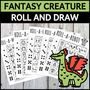 Preview of Fantasy Creature Roll And Draw Game Dice Drawing Activity For Kids BUNDLE