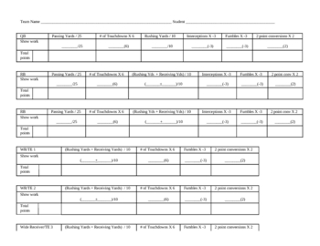 Fantasy Football Weekly Scoring Sheet by Mary Murtishaw