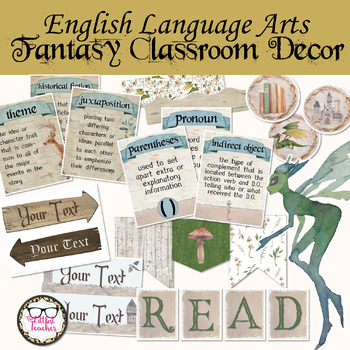 Preview of Fantasy Forest Theme English Language Arts Middle or High School Decor Bundle