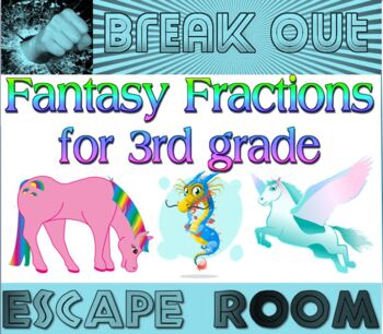 Preview of Fantasy Fractions digital escape room for 3rd grade mathematicians