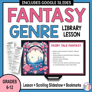 Preview of Fantasy Genre Library Lesson - Middle School Library - Genre Lessons