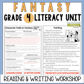 Preview of Fantasy Reading & Writing Workshop Lessons & Mentor Texts - 4th Grade