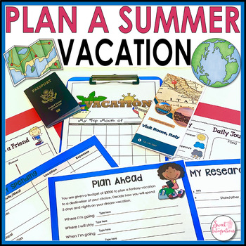 Preview of Plan a Vacation Research Unit - Project Based Learning Math and Social Studies