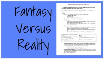 Preview of Fantasy Versus Reality Lesson Preschool/Kindergarten