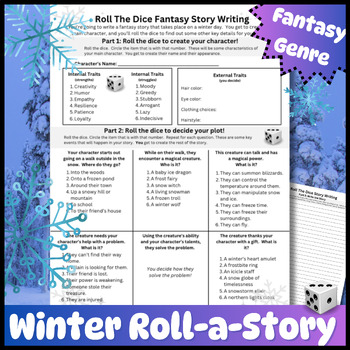 Preview of Fantasy Winter Roll-A-Story for Middle School - Winter Fantasy Writing Activity