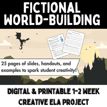 Preview of Fantasy World/Fictional World-building Project for ELA (Digital & Print)