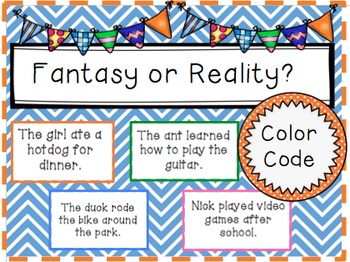 Fantasy and Reality Color Code by Engaging and Educating | TpT