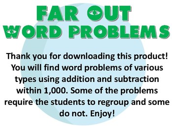 Preview of Far Out Word Problems within 1000
