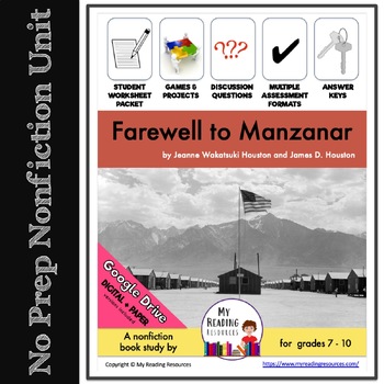 Preview of Farewell to Manzanar Nonfiction Book Study (Print + DIGITAL)