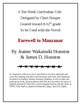 Preview of Farewell to Manzanar Ten Week Curriculum for High School Age Students