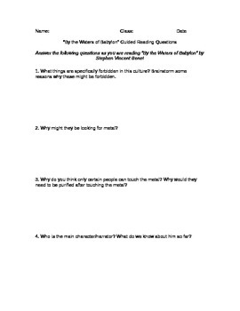 By The Waters Of Babylon By Stephen Vincent Benet Guided Reading Questions