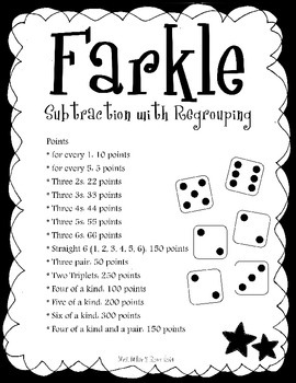 Farkle! - A Subtraction with Regrouping Game by Angie Miller | TpT