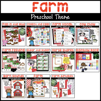 Preview of Farm Activities for a Preschool Farm Theme - Farm Animals Activities BUNDLE