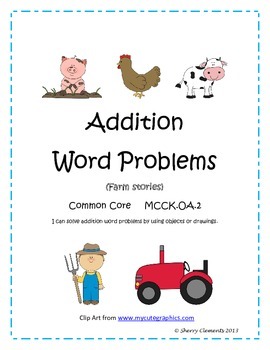 Preview of Farm Addition Word Problems | Fall | Worksheets | Number Line