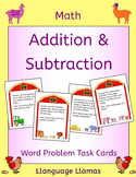 Farm Addition and subtraction word problem task cards