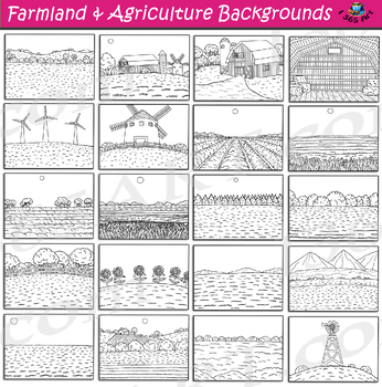 farm land clipart black and white