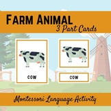Farm Animal 3 Part Cards | Montessori Language Cards | Far