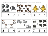Farm Animal Addition up to 10 Clip Cards