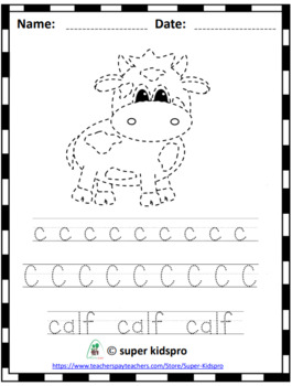 Farm Animal Alphabet Tracing Worksheets by super kidspro | TPT