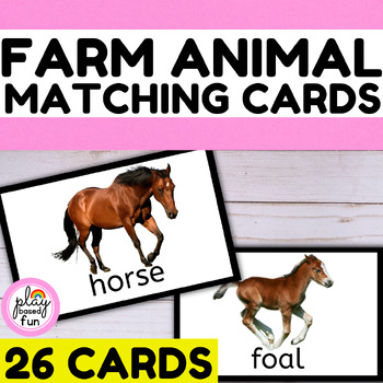 Preview of Farm Animal Classification Cards Matching Animals Task Cards, Match Farm Animals