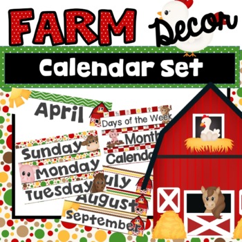 Preview of Farm Animal Classroom Decor Calendar Wall Set