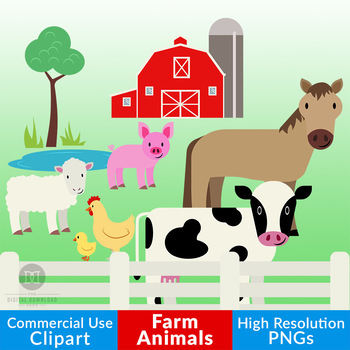 Farm Animal Clipart Cow Clipart Horse Clipart Chicken Clipart Pig