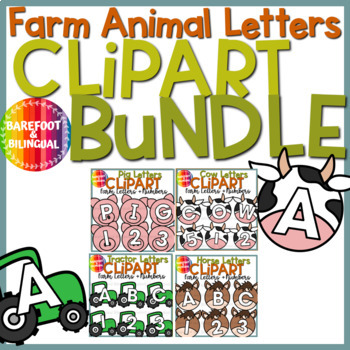 Preview of Farm Animal Clipart - Farm Letters and Numbers Clipart Bundle