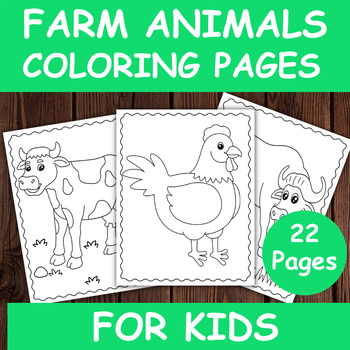 Preview of Farm Animals Coloring Pages, Cow, Horse, Pig and more! Coloring Sheets for Kids