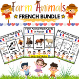 Farm Animal Coloring Pages & Flash Cards FRENCH BUNDLE for