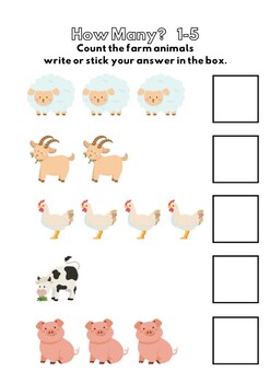 Preview of Farm Animal Counting (3 levels)