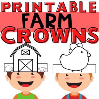 Preview of Farm Animal Craft Crown Hat Printable Preschool Coloring Activity