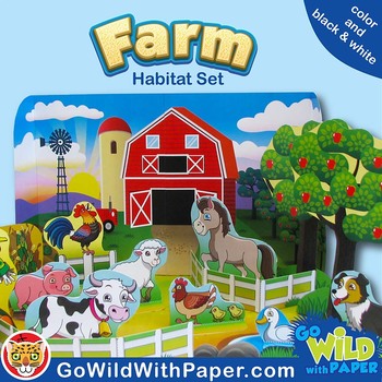 Preview of Farm Animal Craft |  Papercraft Animal Habitat | Farm Diorama