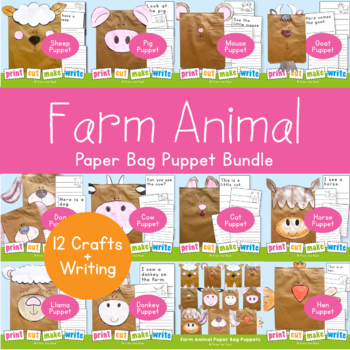 Preview of Farm Animal Craft Puppets Bundle