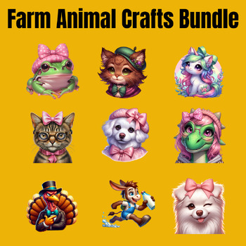 Preview of Farm Animal Crafts Bundle,Farm Animals Activities BUNDLE,Cow,Sheep,Dinosaur