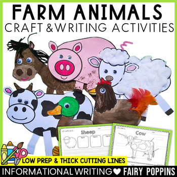 Preview of Farm Animal Crafts, Labeling & Informative Writing Activities | Farm Unit 1