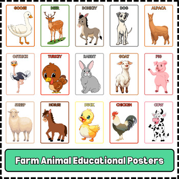 Preview of Farm Animal Display Posters Educational Classroom Poster Printable Montessori
