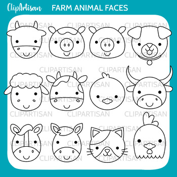 Farm Animals Clip Art, Farmyard Printable by ClipArtisan | TPT