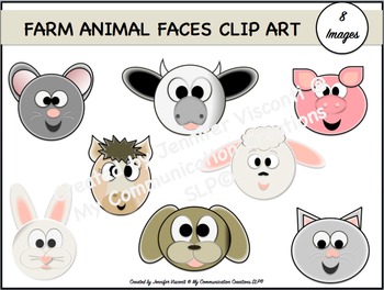Preview of Farm Animal Faces {Clip Art Set}