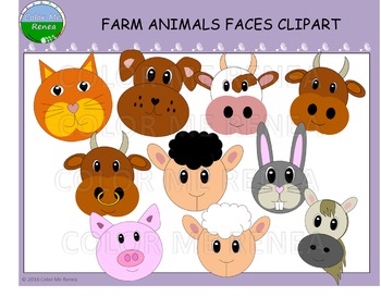 Preview of Farm Animal Faces Clipart - Freebie