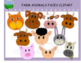 Farm Animal Faces Clipart - Freebie
