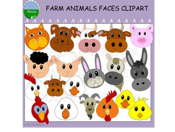 Preview of Farm Animal Faces Clipart - Full Set