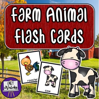 Preview of Farm Animal Flash Cards - Picture Cards for Preschool, ESL, Speech, Special Ed