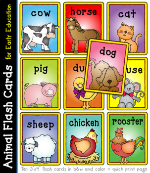 Preview of Farm Animal Flash Cards for Early Education  - Digital or Printable