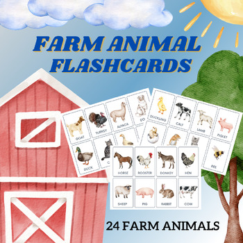 Preview of Farm Animal Flashcards, Early Learner, Montessori, Preschool, Printable, Cards