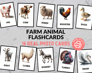 Preview of Farm Animal Flashcards & Montessori Three Part Cards