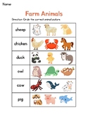 Farm Animal Identification Worksheet