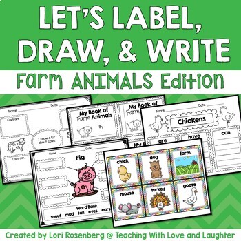 Preview of Label, Draw, and Write About Farm Animals-Picture/Word Cards, Graphic Organizers
