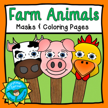 Preview of Farm Animal Masks & Coloring Pages Pack (Pig, Chicken, Cow, Sheep, Horse)
