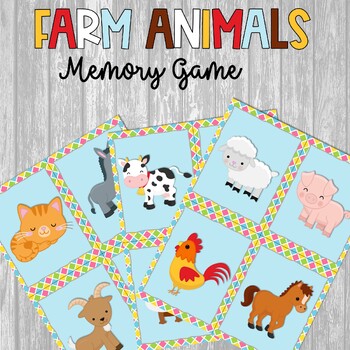 Farm Animals Memory Game by Three Little Kittens | TPT